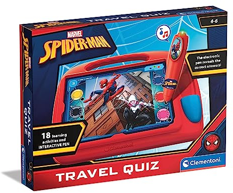 Clementoni Sapientino - Travel Quiz Marvel Spiderman, Gioco Educativo con Penna Elettronica per Bambini 4-6 Anni, 180 Quiz Illustrati con attività Educative e Divertenti, Made in Italy, 16453