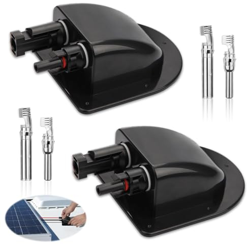 Udbrud Pssacavo per Tetto, 2 Pezzi IP68 Impermeabile Doppio Cavo di Ingresso Pressacavo Solare Ghiandola di Ingresso del Cavo Solare per Pannelli Solari Caravan Barca Progetto Solare