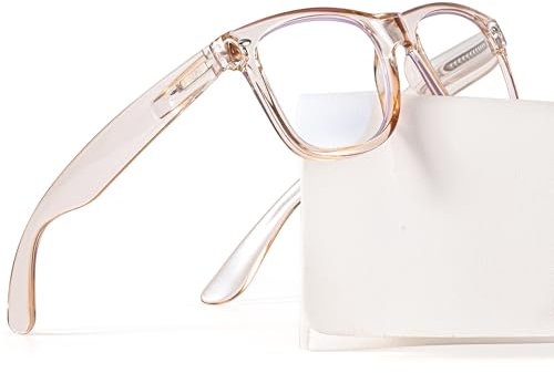 ABEJOJO Lesebrille für Damen, Blaulicht-blockierende Computer-Lesebrille in Übergröße mit Federscharnier für Herren, Blendschutz, Anti-Überanstrengung der Augen, UV-Schutz (Kristallbraun, 0.5)