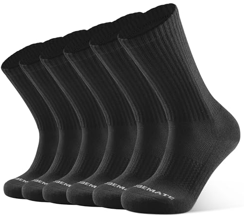 CLOSEMATE Tennissocken Socken Herren 39-42 43-46 47-50 Wandersocken Sportsocken Laufsocken Trekkingsocken Arbeitssocken Atmungsaktive Gekämmte Baumwolle Rein Schwarz Größe L