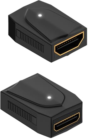 QIANRENON 8K HDMI Female to Mini HDMI Female Adapter Coupler UHD2.1 HDMI Socket to Mini HDMI Socket Connector Extender, LED Light, Extension HDMI/Mini HDMI, for Camera HDTV Monitor Projector, 2Pcs