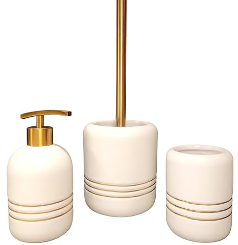 iubihome - Juego Accesorios de Baño Completo de Lujo, Kit de 3 Piezas, Set de Baño de Cerámica, Conjunto Accesorios para Cuartos de Baño Modernos