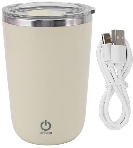 Tyenaza Taza Mezcladora Eléctrica de 350 Ml, Taza Café Con Agitación Automática Magnética, Taza Mezcladora EléCtrica AutomáTica Recargable Por Usb con Tapa, para Doméstico de Oficina y Viaje(Amarillo)