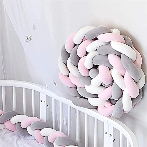 PTKG Bettschlange Umrandungen Geflochten Bettkantenschutz Baby Nestchen Bettrolle Stillkissen, Geflochten Bettschlange Nestchen Babybett Knotenkissen, Deko Kissen Für Schlafzimmer Wohnzimmer,A04,5m