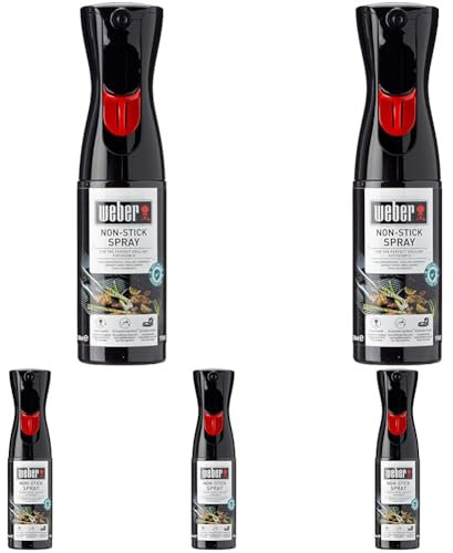 Weber Non-Stick Spray | Non-Stick Cooking Spray for BBQ Grill | Weber Barbecue Accessories | Designed for Use on Barbecue Grills - 200ml (17685) (Pack of 5)