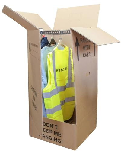 SelfHold Large Double Wall Wardrobe Moving Boxes for moving house with Hanging Rails 18 x 20 x 41 | Up to 18 Items Capacity Garment Removal Boxes | Made in Britain (3)