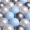 MISIOO Bolas para piscina de bolas 150 unidades – bolas de 6 cm de diámetro – bolas de plástico fabricadas en 100% LDPE – Juguetes para bebé – azul claro/perlas/plata