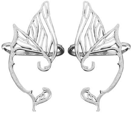 ZAMXHUG Elfen Ohrringe für Damen - Ohrclips Damen Ohne Ohrlöcher, Elfenohren Ohrringe Erwachsene, Elfen Ohren für Elben Kostüm Feenkostüme Frauen Cosplay Kostüm, Silber