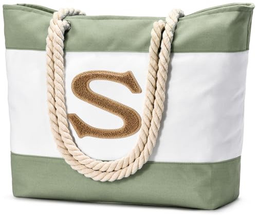 oscaurt Strandtasche Groß Tote Taschen Damen Bag Shopper Reisetasche Wasserdicht Weekender Strandtasche XXL Familie Faltbare Umhängetasche Sporttasche Geschenke für Frauen (S, Hellgrün)