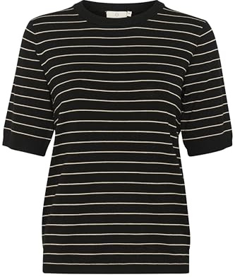 KAFFE Damen Strickpullover KAlizza Damen Strickpullover Kurzarm Streifen Lässig Casual Rundhals Pullover Gestreift Kurzarm