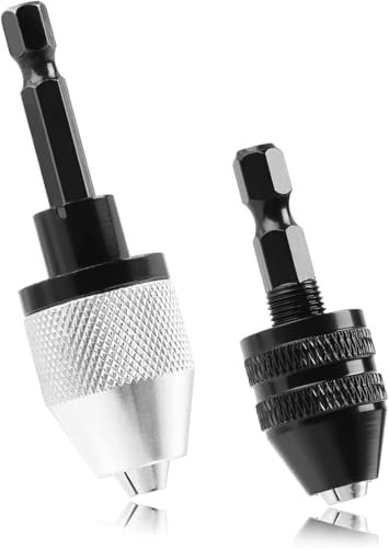 Keyless Bohrfutter, Schnell Bohrfutter, 0.3-6.5 mm&0.3-3.6 mm Sechskantschaft Bohrer Adapter, Schnellspannbohrfutter, 1/4 Sechskantschaft, für Schlagbohrmaschine,2 Stück