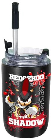 MAJEQZGY Sonic Wasserflasche 280 ml Auslaufsicher Trinkflasche mit Strohhalm Trinkbecher Edelstahl Flasche für Arbeit, Reisen, Outdoor, Schule (Cooles Schwarz)