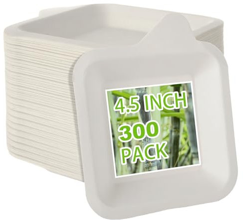 EATHEATY Confezione da 300 piccoli piatti di carta usa e getta da 11,1 cm, piatti quadrati, piatti da dessert, antipasti, piatti per snack per matrimoni, compleanni, cene, feste