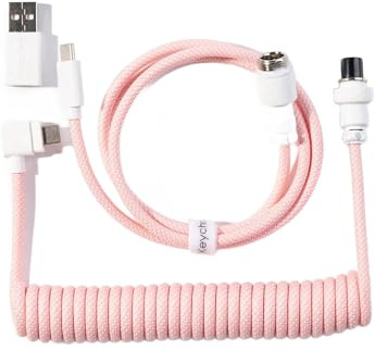 Keychron Coiled Aviator Cable - Spiralkabel für mechanische Tastatur Hellrosa - Angular