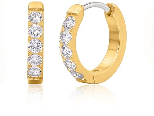 Limerencia Titan Creolen Ohrringe, 8-12mm Leicht Hypoallergene Medizinische Creolen Ohrringe mit Glänzendem Zirkonia für Damen und Herren(12mm Gold)