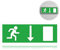 Hochwertiges Schild Notausgangsschild Pfeil Unten 130 x 59 mm,Notausgangsschild Unten Nachleuchtend,Hochwertiges Notausgangsschild Pfeil,selbstklebend,Rettungszeichen/Rettungsschild/nachleuchtend