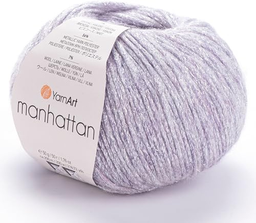 YARNART Manhattan - Glittery Knitting Yarn with Sparkle and Metallic Shine - Wool and Acrylic Fantasy Yarn - 1.76 Oz, 218.72 Yds (910)