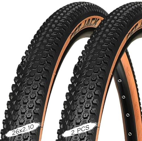 PFHKTO 26 2.10 2 Reifen, MTB-Reifen 26 x 2,10, 26 x 2,10 Fahrradreifen 26 Zoll 2,10 braunes Seitendesign, dick, verschleißfest, rutschfest, 26 2,1 Reifen