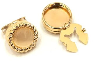 Climple Manschettenknöpfe für Herren und Damen, goldfarbene Knopfabdeckungen für Herrenhemden – Perlenkatzenaugen-Manschettenknöpfe mit Verschluss, nicht genäht, 18mm / 0.71, Kupfer, Katzenauge