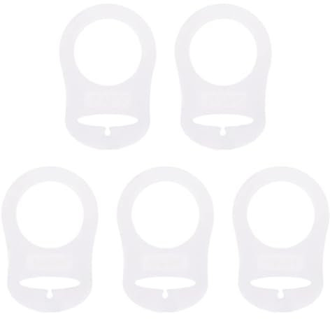 Fc'Noqgn Anneau de Sucette en Silicone, 5pcs Pacifier Chain Pacifier Adapter, Clear Silicone Button Ring, Pacifier Chain Silicone Ring, Baby Pacifier Chain (Clear)