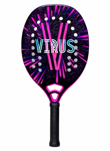 VIRUS Obsession Raqueta Beach Tennis Profesional – Carbono 18K, Black EVA Soft, Balance Medio, Spin y Control, Incluye Funda