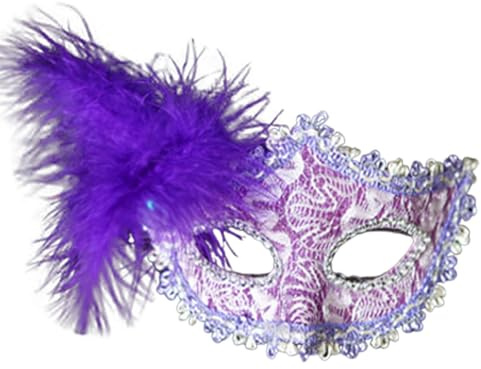 Generisch Venezianische Maske Damen Federn Halbmaske Augenmaske Maskenball Maske Elegant Ball Party Makeup Kostüm Karneval Maskerade Celebration Verkleidung