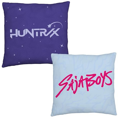 K Pop Demon Hunters Offiziell Lizenziertes quadratisches Kissen | Superweich, beidseitig verwendbar | Design mit Huntrix & Saja Boys | Perfekt für jedes Schlafzimmer, Sofa oder Bett | 40 cm x 40 cm