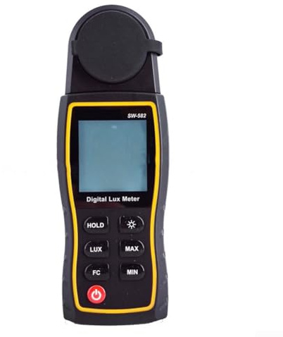 Digitales Lux-Messgerät, 0-199.900 Reichweite Beleuchtungsstärkemesser mit 360° drehbarem Sensor, Dual-Unit LCD-Display für industrielle Tests