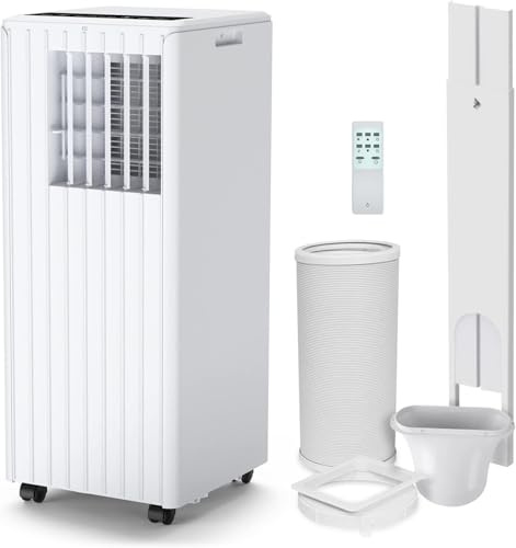 Aire Acondicionado Portátil 5 En 1 9000 BTU – Enfría, Deshumidifica, Ventila, Modo Sueño y Temporizador 24h – Incluye Control Remoto y Kit De Ventana – Silencioso y Eficiente Para Habitaciones