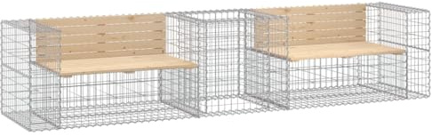 GPWERSDF Assembled Garden Bench Set with Galvanized Steel Gabion Basket Base and Solid Pine Wood Seat for Outdoor Spaces