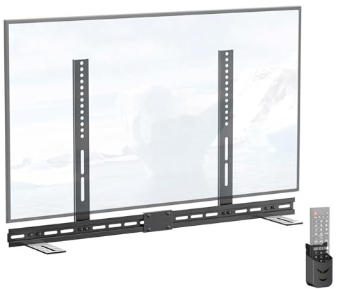 Jazuaiao Soundbar Mount for HDTV Under Bracket, Heavy Duty Metal Frame, Easy Installation, Space Saving Design Soundbar Hdtv Mounting Bracket for Surround Sound
