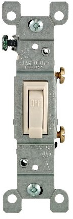 Leviton Framed Grounded Toggle Switch, 120 V, 15 A, 1 P, Light, 1 Count, 1451-2T, Almond
