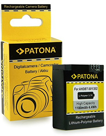 PATONA AHDBT-301 AHDBT-302 Batteria 1180mAh compatibile con GoPro HD Hero 3 Hero 3+ HERO3 HERO3+ Black Silver White Edition Rollei Actioncam 420 AHDBT301 AHDBT302 AHDBT 301 302