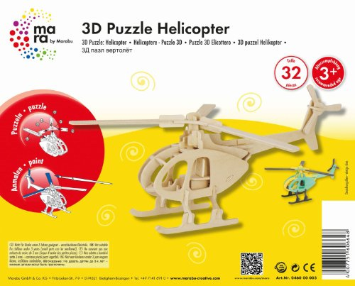 Mara by Marabu 046000003 - Helicopter, 3D Puzzle, 32-Teile