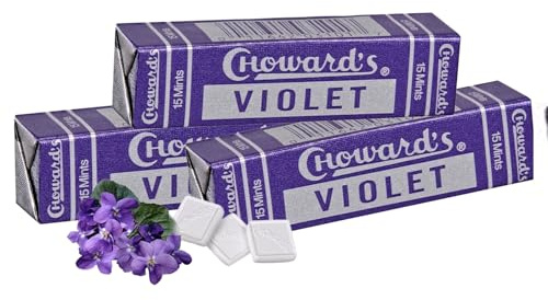 Choward's Violet Mints Candy | Bold Aromatic Flavor | Perfect for Snacks in Lunchboxes, Travel, Sharing, and Gifting | Nostalgic Vintage Candy | 3 Pack (15 Mints Per Package)