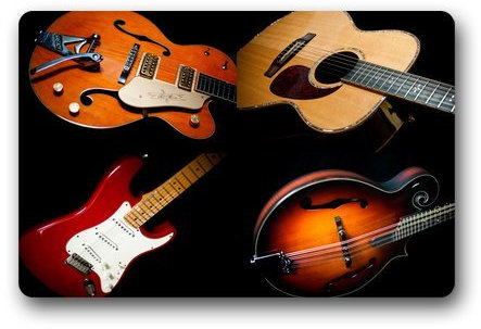 Custom Machine-washable Door Mat Music Instruments Firing Guitar Art Indoor/Outdoor Doormat 23.6(L) x 15.7(W)