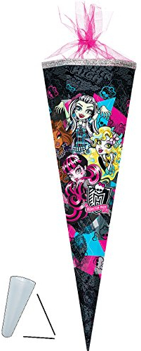 Schultüte - Monster High Panikparty - 22 cm - mit Tüllabschluß - Zuckertüte - mit/ohne Kunststoff Spitze Spitze - Nestler - Vampire Puppen - Frankie Ste..