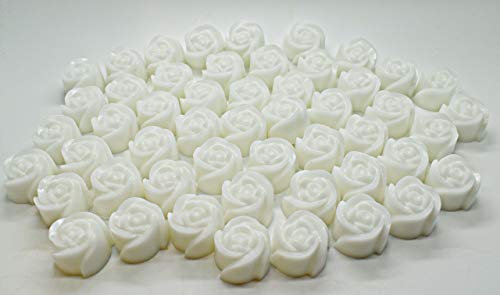 50 x Mini-Rosen-Seife – Gastgeschenke für Hochzeit, Geburtstag, Party, Duft, Großpackung Oq (Weiß – Coco Lagoon)