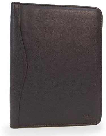 Ashwood - Porte Document Cuir Homme - Pochette Pour A4 Bloc-Note et Tablette - Portefeuille Zippé - Conférencier Organiseur - A4 FOLDER - Marron