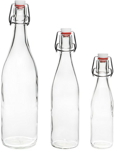 casavetro 6 x 1000 ML Swing Top Bouteilles en Verre vides Bouchon réutilisable Rechargeable-Joint en Caoutchouc Étanche pour Domicile Gin vinaigre Eau (6 x 1000 ML)