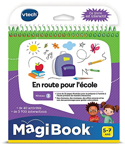 VTech VTH80-481205 MagiBook, Livre Éducatif Enfant en Route pour l'École, Pages Illustrées et Tactiles, Niveau 3, Cadeau Garçon et Fille de 5 Ans à 7 Ans - Contenu en Français