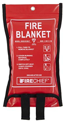 Firechief SVB1/K100-P Premium Kitemarked Fire Blanket | Small Fire Blanket (1.1 m x 1.1 m) | Suited For Use Around The Home (Kitchen, Office, Garage), 101-1489, Red