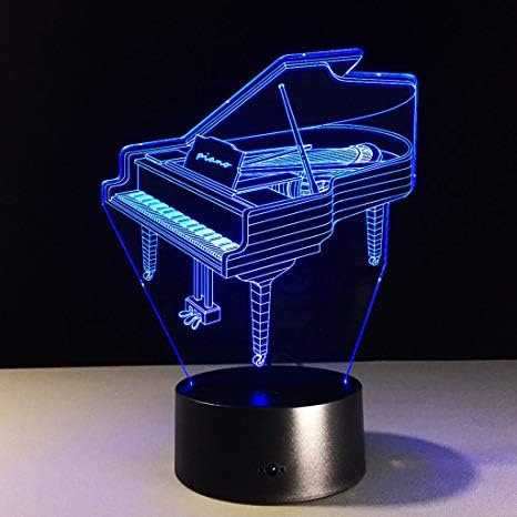 HPBN8 Ltd 3D Klavier Lampe USB Power 7 Farben Amazing Optical Illusion 3D wachsen LED Lampe Formen Kinder Schlafzimmer Nacht Licht