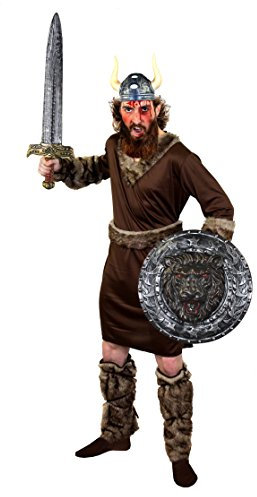 I LOVE FANCY DRESS LTD HALLOWEEN WIKINGER-KRIEGERKOSTÜM RAGNAR-BAND = ENTHÄLT KOSTÜM + HELM IHRER WAHL + WAFFEN IHRER WAHL + TUBE ART OF BLOOD + MAKE-UP = SCHWERT + SCHILD + SILBERNER HELM MITTEL