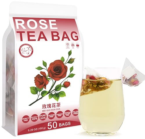 Plant Gift Rose Tea Bags 5.29oz (3g*50bags), Doppelte rote Rose, chinesische reine Natur, Gesundheits-Tee-Taschen 150g 重瓣红玫瑰茶