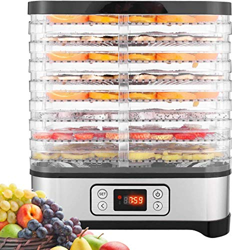 COOCHEER Déshydrateur Aliment 8 Plateaux, Déshydrateur de Légume de Fruit avec Minuterie et Réglages de Température, écran à LED, 400W