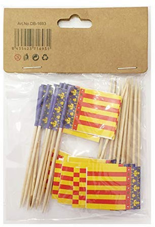 Durabol Palillos de Tapas con Bandera, Etiquetas Pequeñas para Magdalenas Decorar Tartas Bocadillos Cumpleaños Boda Fiesta de Bienvenida 3.5 * 2.5cm (Valencia 25pcs)