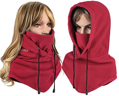 Joyoldelf Thermal Balaclava Face Mask Outdoor Sports Mask Hood Hat for Women Men (Red)