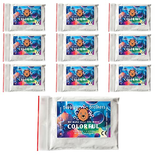 Bubble Brothers Riesenseifenblasen Pulver 10 x 5 Liter Seifenblasenlösung Zauberpulver Seifenblasen Pulver für Seifenwasser Party‘s Geburtstag Hochzeit Geschenk Giant Soap Bubbles 50 Liter