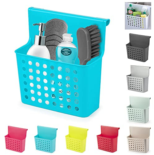 Kitchen Over Cabinet Door Hanging Trash Bin | Small Hanging Waste Basket & Organizer Box for Food Scraps | Portable Reusable Plastic Bin for Kitchen, Bathroom, Toilet (Turquoise)